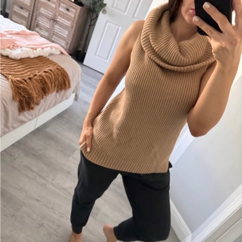MICHAEL Michael Kors Sleeveless Brown Cowl Neck Sweater
